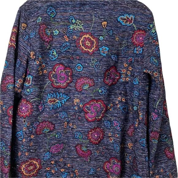 Vintage Chicos Design Silk Blend Embroidered Button Down Jacket Size 1 Medium - Picture 6 of 9
